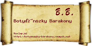 Botyánszky Barakony névjegykártya